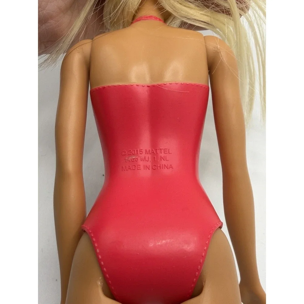 Mattel Barbie Doll Poolside Beach Barbie Pink Swimsuit Blonde Hair‎